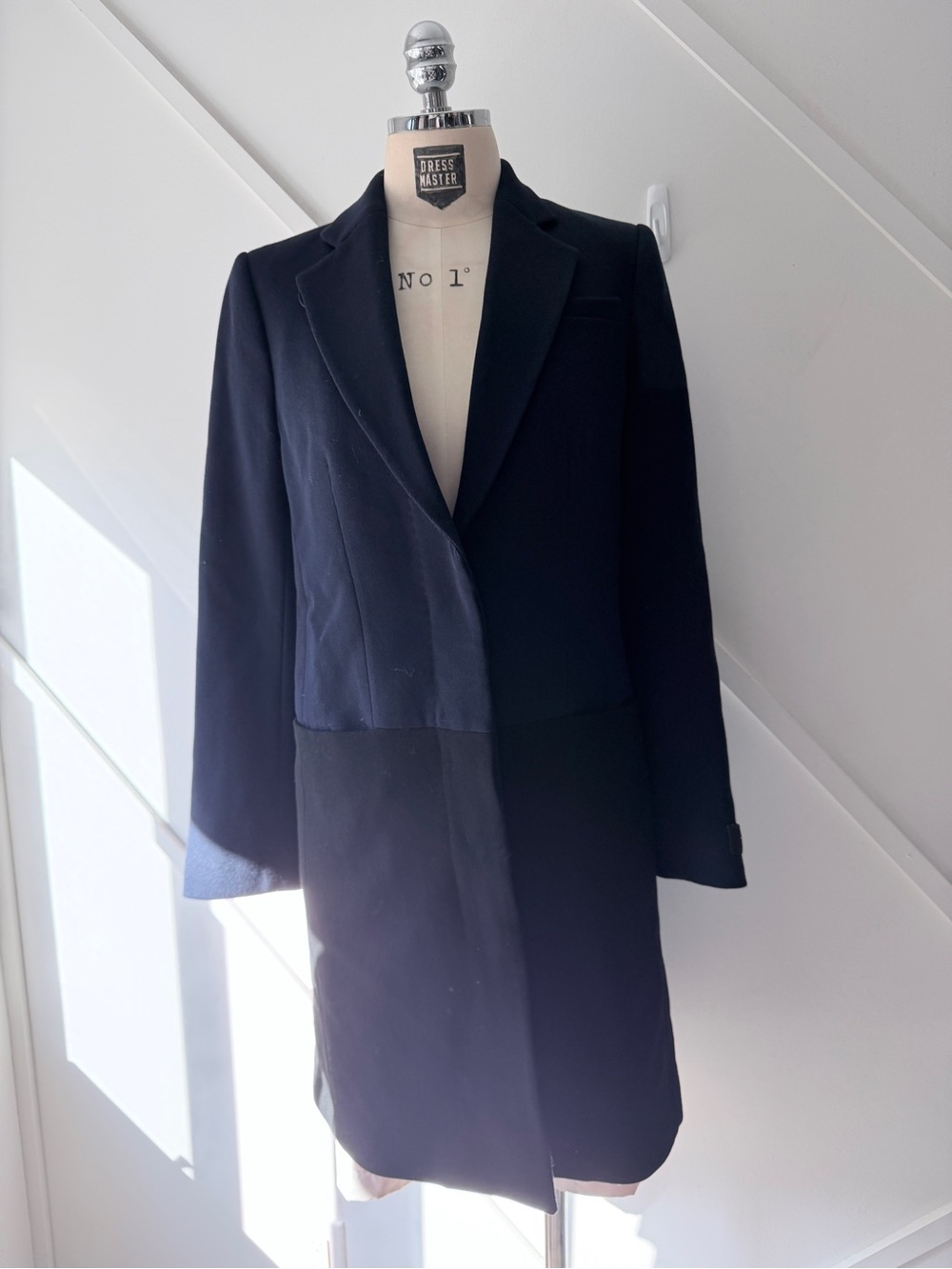 ARITZIA BABATON Navy Blue & Black Color Block Long Jacket Size XS